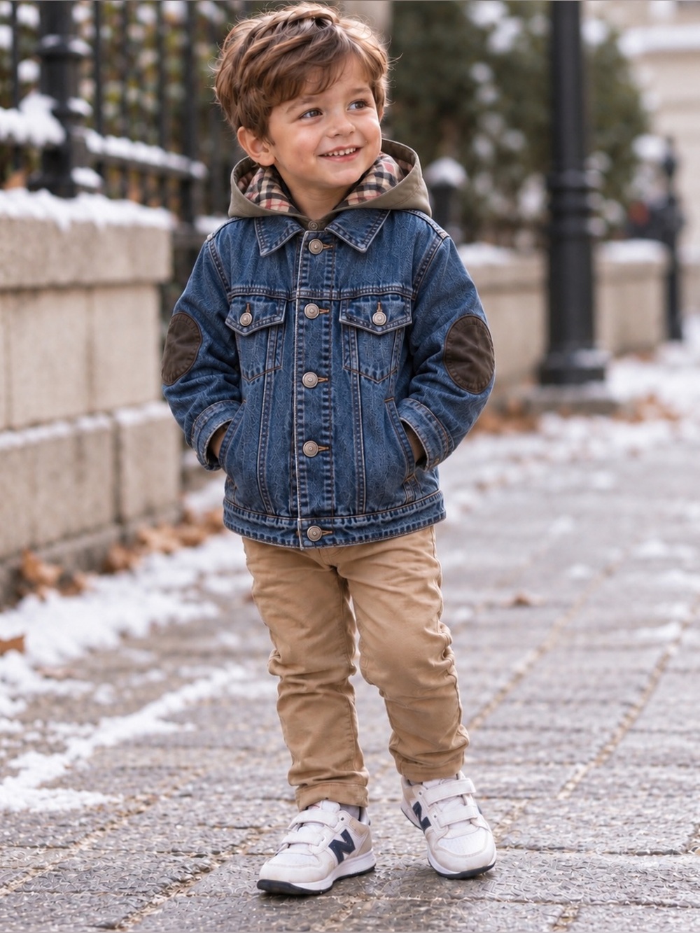 Burberry Baby kid vest jacket Jean 3T removable hood blue
